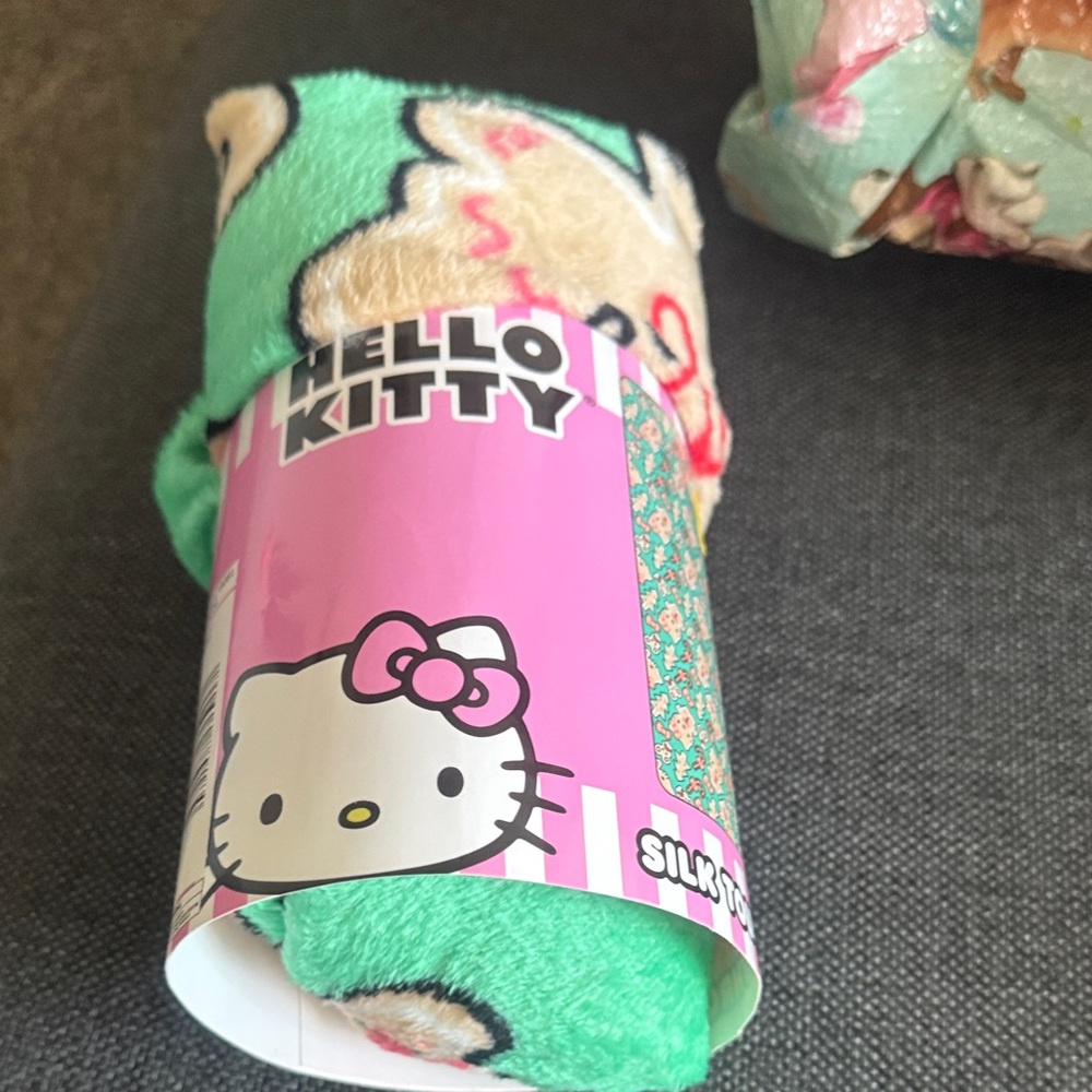 Hello Kitty Mint Green Plush Blanket